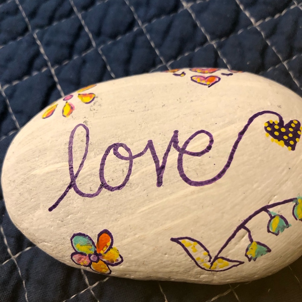 SENDING LOVE HAND PAINTED ROCK - Picture 7 of 10